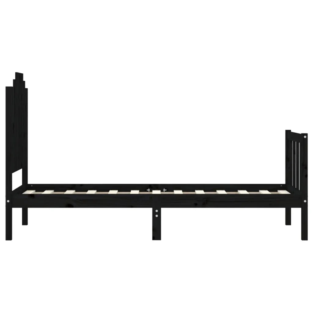 Giroletto con Testiera Nero Small Single in Legno Massello 3192260