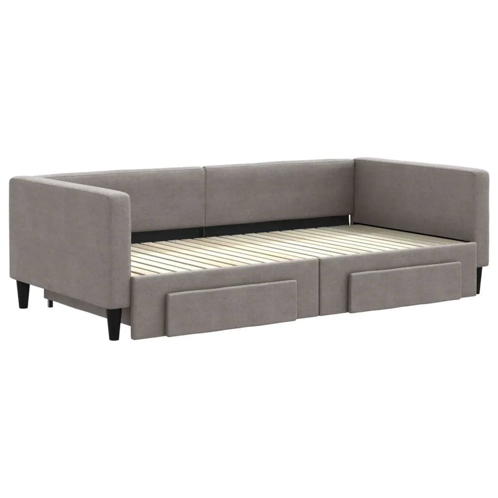 Divano letto | Sof¨¤ letto | Letto singolo Estraibile con Cassetti Tortora 100x200 cm Tessuto