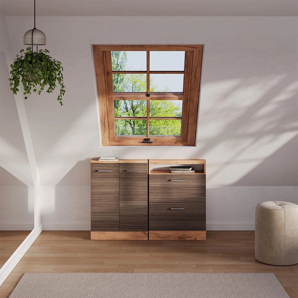 Set di mobili sottotetto Rion Grigio nobile/Rovere dorato Set di 2 Vicco