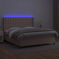Giroletto Molle Materasso e LED Cappuccino 160x200cm Similpelle 3139396