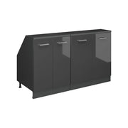 Mobile cucina sottotetto R-Line Antracite lucido/Antracite 140 cm Set di 2 carcasse armadio profondità 60 cm Vicco