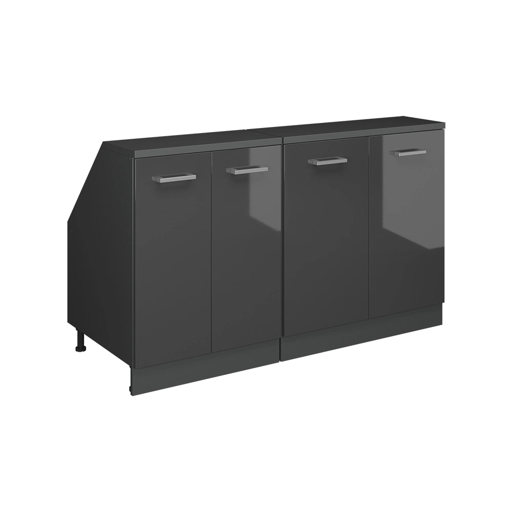 Mobile cucina sottotetto R-Line Antracite lucido/Antracite 140 cm Set di 2 carcasse armadio profondità 60 cm Vicco