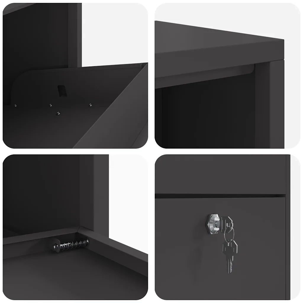 Cassetta per pacchi con porta Nero 44 x 22 x 82 cm Acciaio 874919