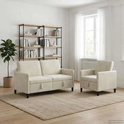Set di Divani con Storage 2 pz Crema Poliestere 3429198