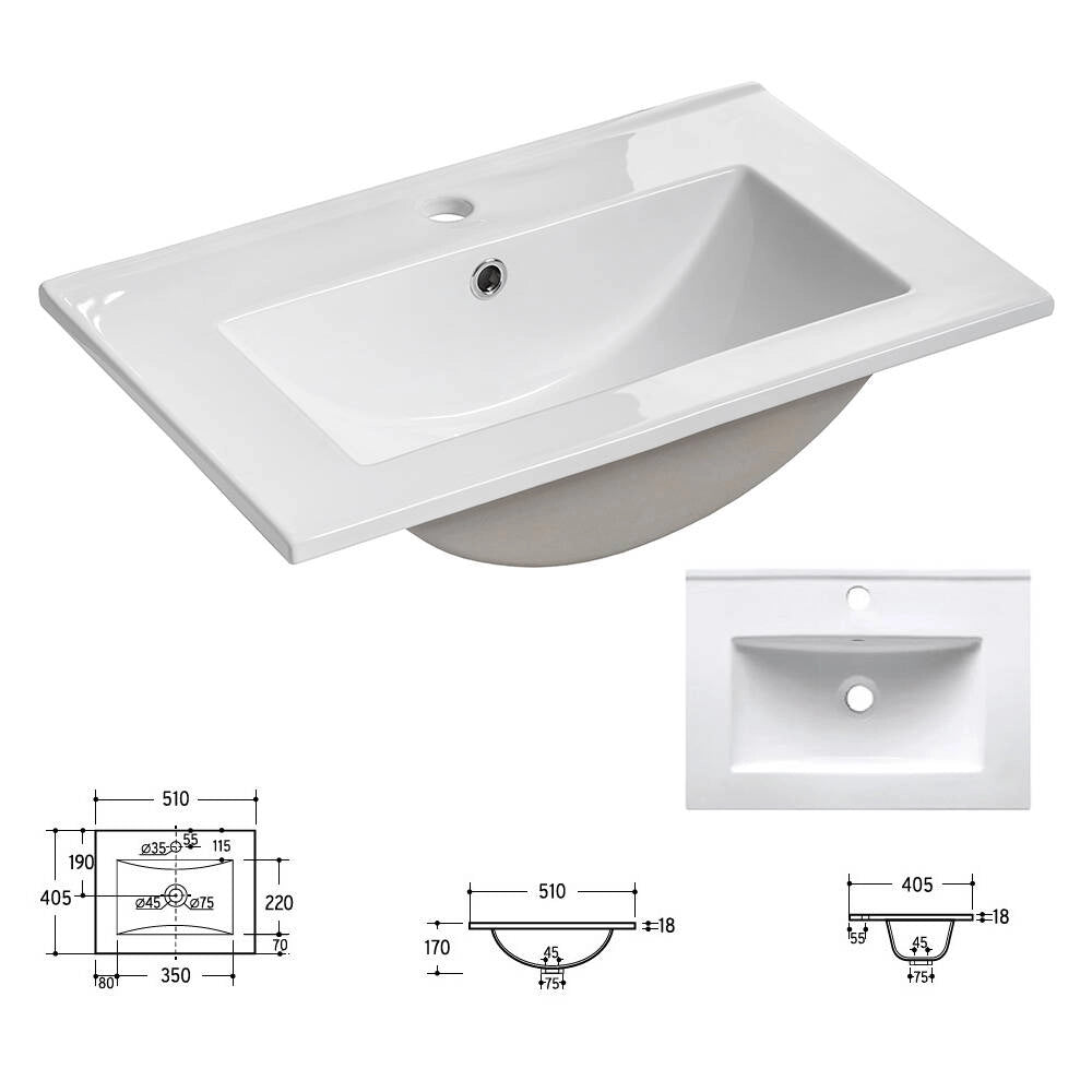 Armadio Pensile Sottolavabo NEWPORT con Lavandino 60x57x39 cm Effetto Rovere [en.casa]