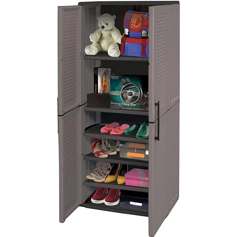 ARMADIO ALTO IN POLIPROPILENE CON 2 ANTE E 3 RIPIANI  68 X 37 X H163 CM