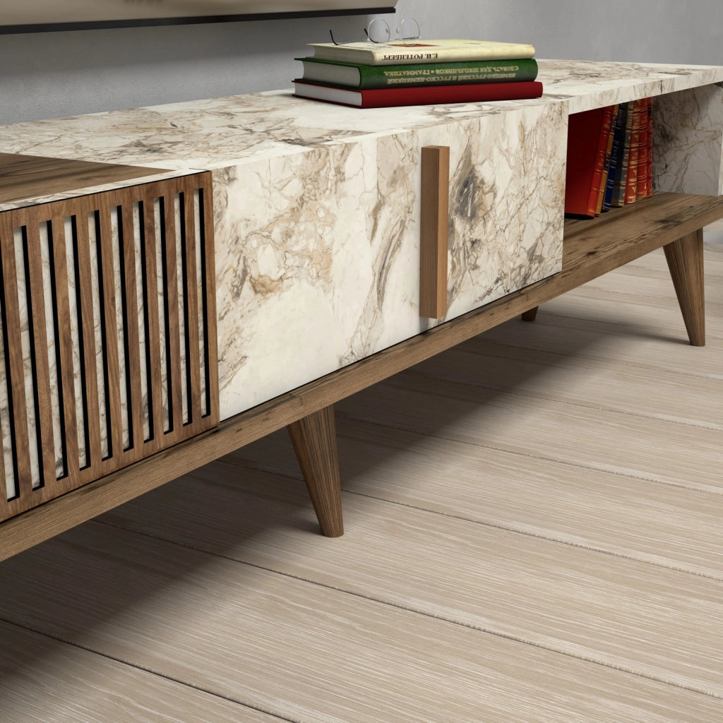 Porta TV in legno "Milan" - 180 x 35 x 40 cm - NoceBianco