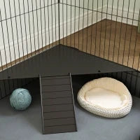 Gabbia per Animali Piccoli 2 in 1, Coperchio Rimovibile e Sezioni Separate, 121x61x61 cm, Nero