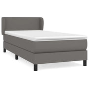Letto singolo | Letto per adulti | Giroletto a Molle con Materasso Grigio 90x190 cm in Similpelle