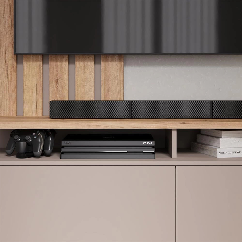 Parete attrezzata Harro, Rovere Goldkraft/Grigio, con vano TV pratico e ripiani aperti