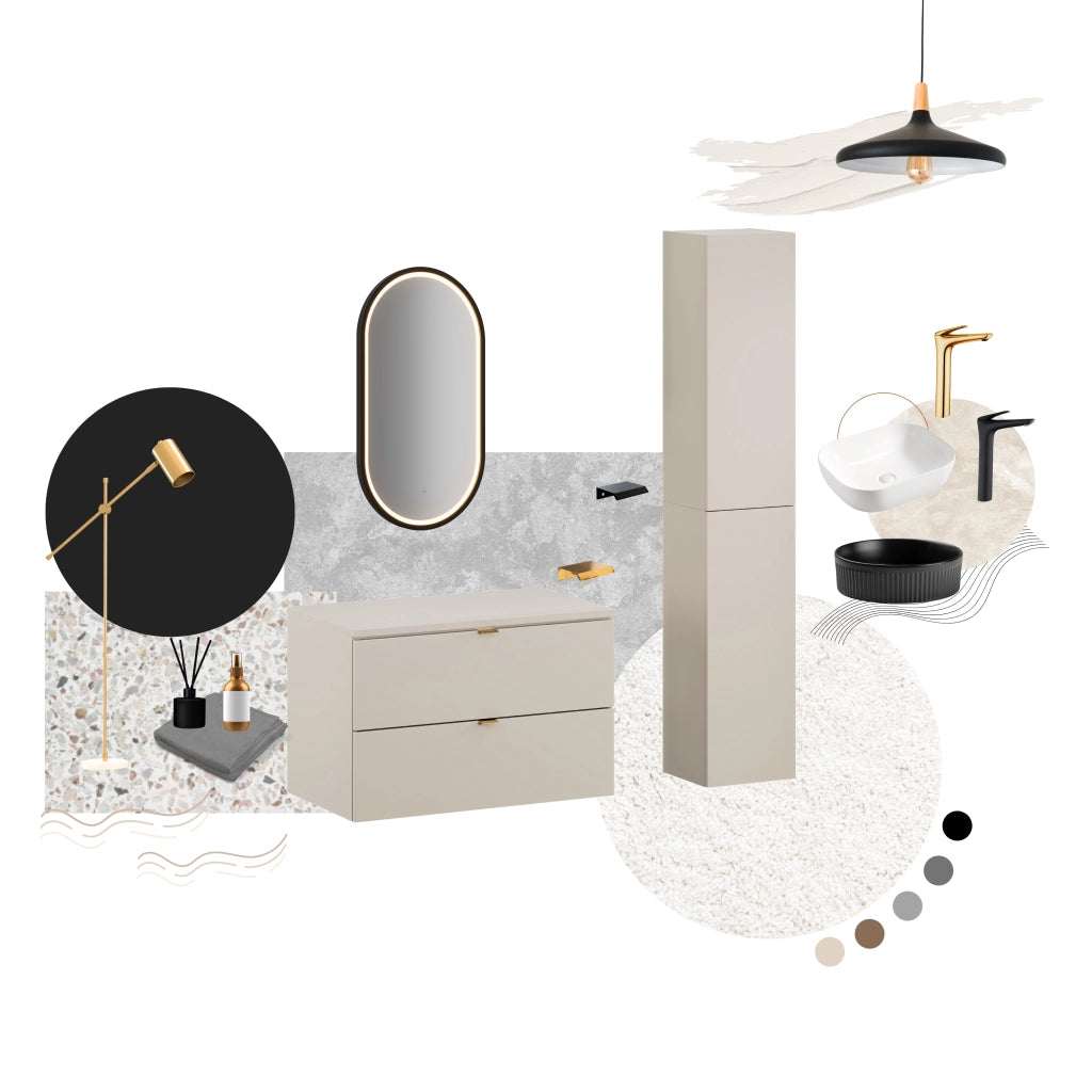 Set mobili bagno 80 cm con piano e Szafką wysoką Dalia Cashmere 80 x 1401 x 46 cm