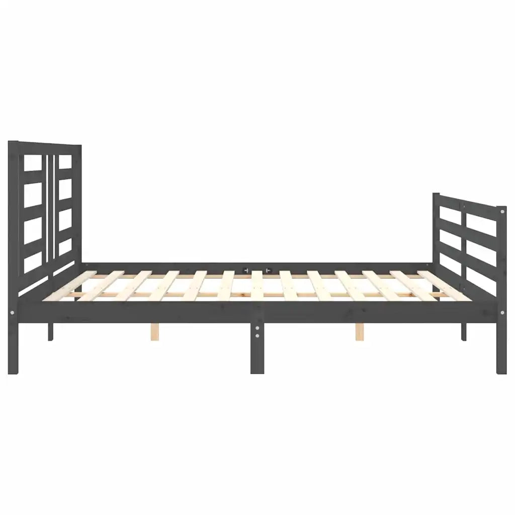Giroletto con Testiera Grigio 200x200 cm in Legno Massello 3194723