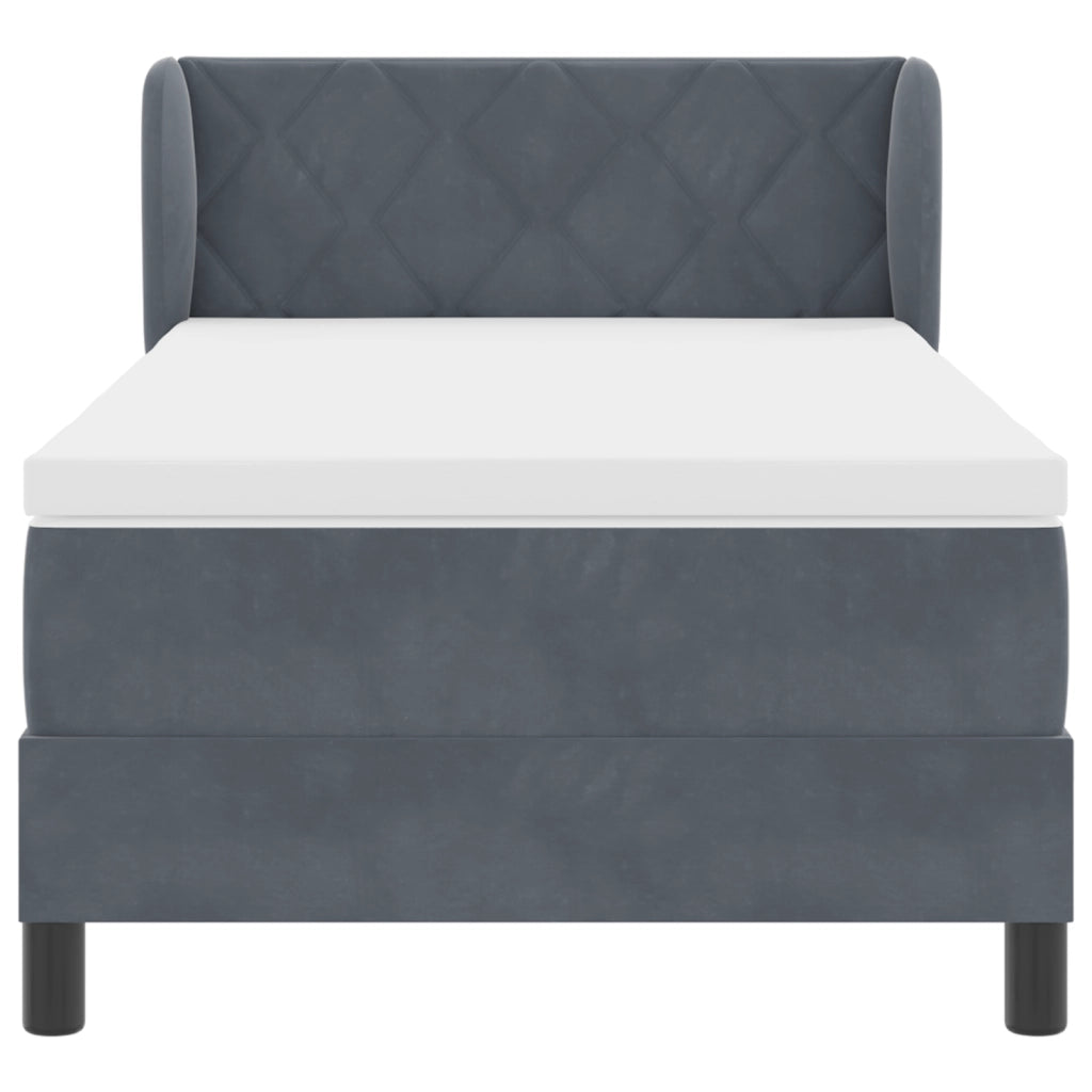 Letto Box Spring con materasso grigio scuro 90x200 cm in velluto