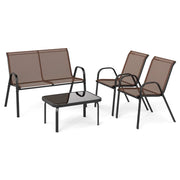 Set di mobili da giardino 4 pezzi: 2 poltrone 1 divano a due posti 1 tavolino da caffè 71 x 51 x 36 cm comfort moderno per esterni in metallo marrone 20_0011977