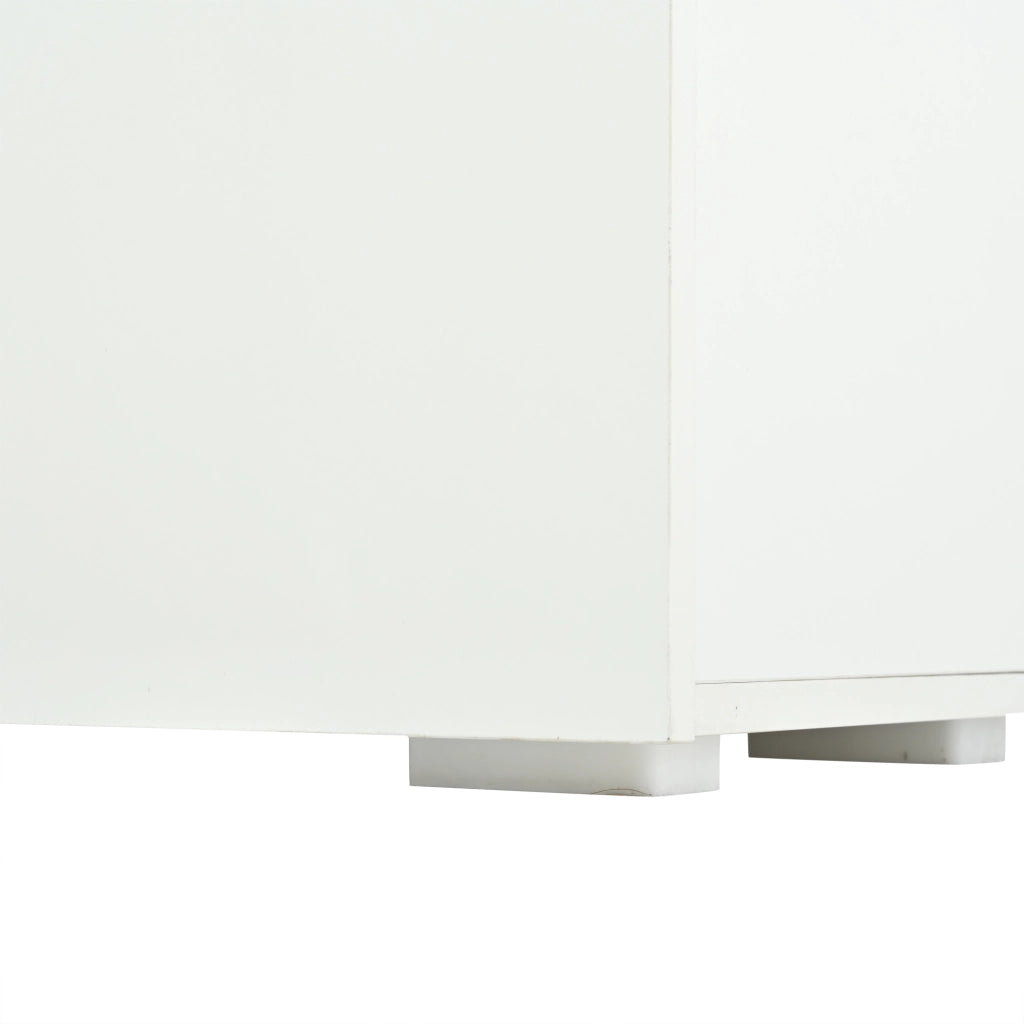 Parete attrezzata per televisore a 3 elementi bianca lucida con illuminazione a LED e contenitori