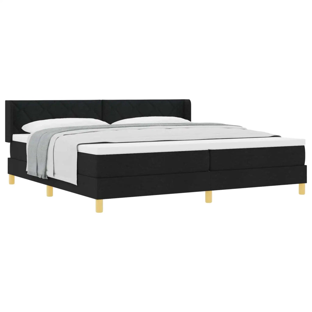 Letto a molle con materasso Nero 200 x 200 cm Tessuto