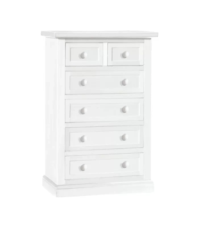 Cassettiera 6 cassetti in legno shabby bianco 62x37x93 (1393) - Mobili 2G