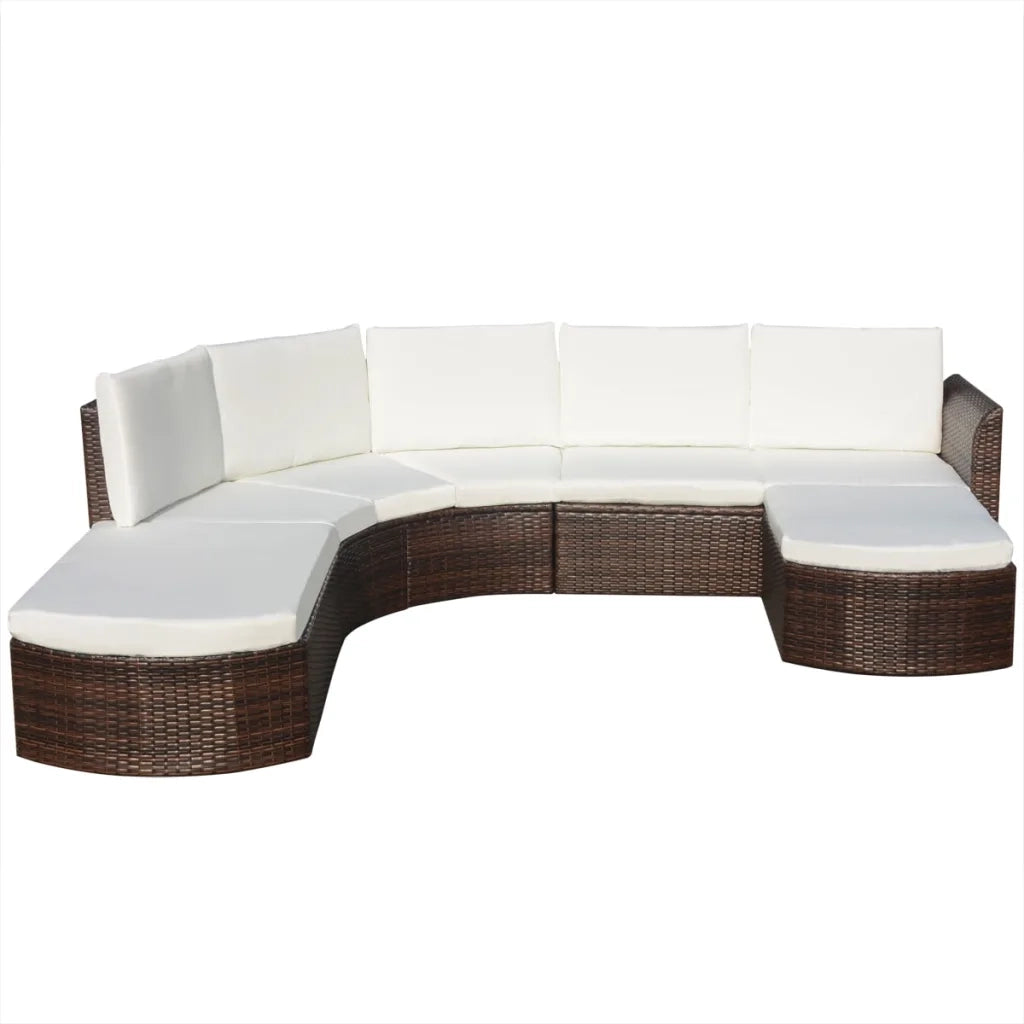 Set Divani da Giardino 4 pz con Cuscini in Polyrattan Marrone cod mxl 36938