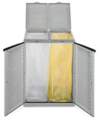 Pattumiera a 2 Ante 68x39x89 cm in Resina Bauer Terry Grigia