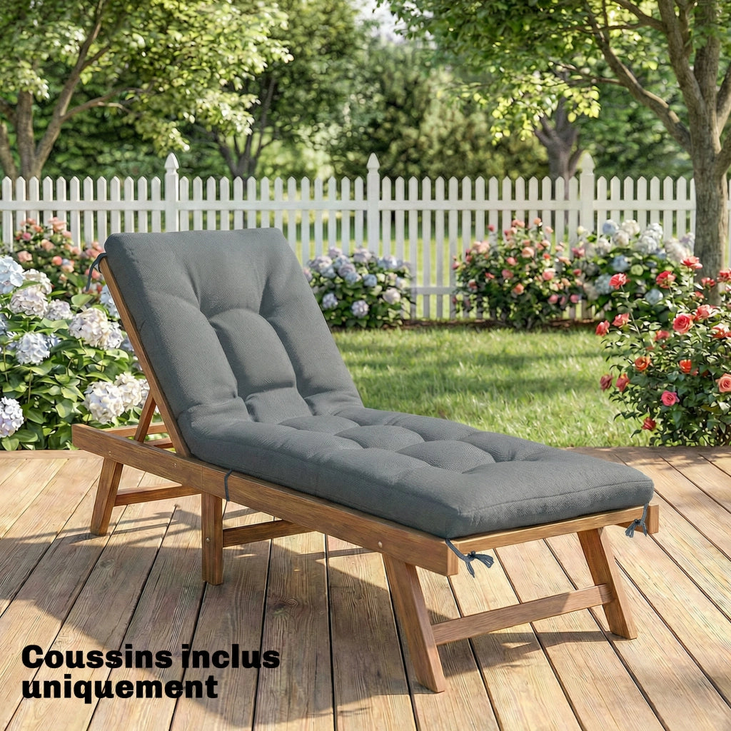 Poltrona chaise longue con cuscino in schiuma a memoria e cinghie, protezione UV50+ ¨C Zephmum ¨C Grigio scuro 198x65x13cm