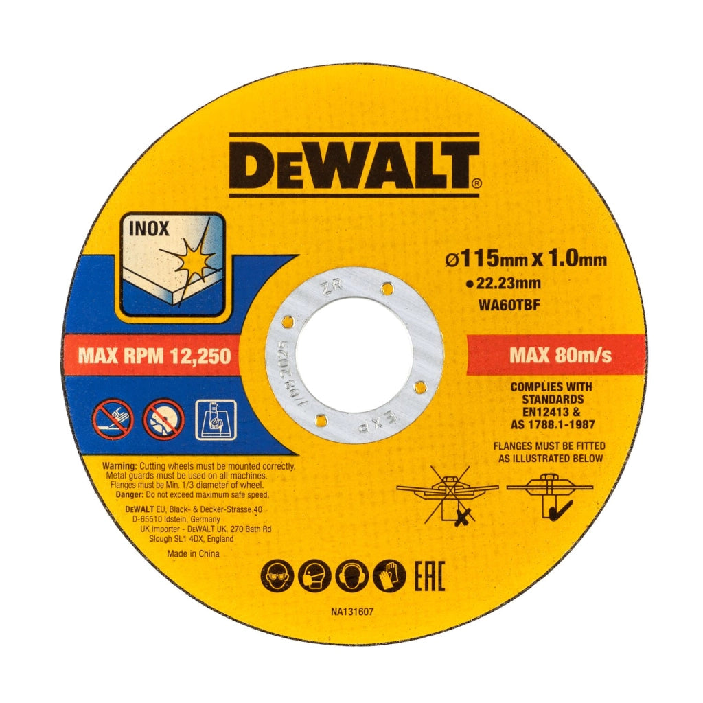 Disco da Taglio DeWalt DT3442-QZ per Acciaio e INOX 115 x 1,0 mm