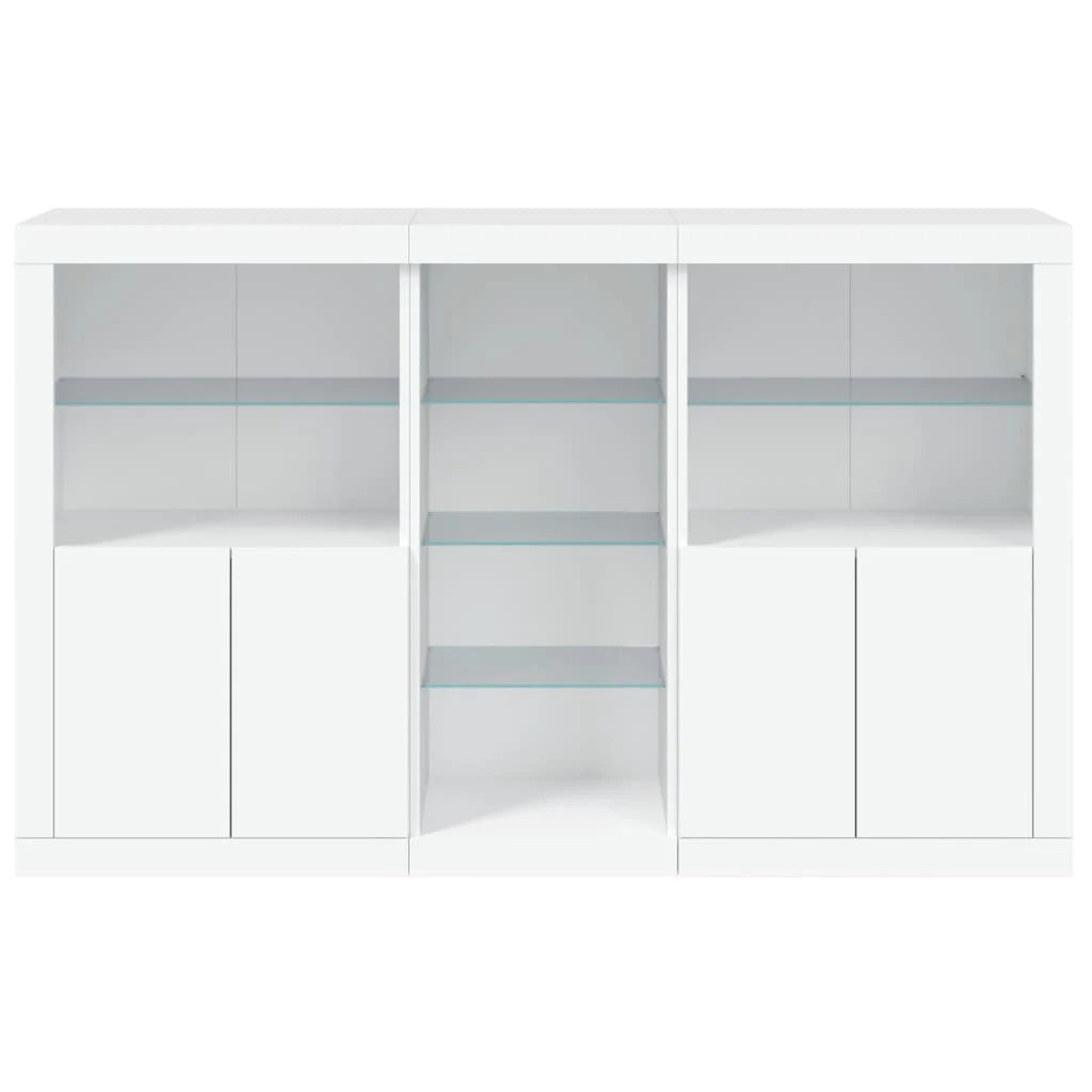 Buffet credenza cassettiera armadio mobile contenitore organizer per cucina soggiorno salotto con luci LED 162 x 37 x 100 cm bianco 02_0029830