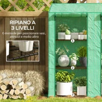 Serra da Giardino con Copertura in PE, 6 Mensole e 2 Porte Avvolgibili, 143x46x151cm, Verde