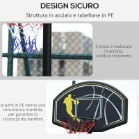 Canestro da Basket Altezza Regolabile in Acciaio con Base 112 × 74 × 365cm