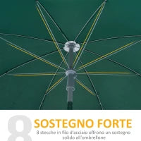 Ombrellone da Esterni 2x2.3 m Portatile e con Tettuccio Inclinabile in Poliestere Verde Scuro