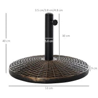 Base per Ombrellone Rotonda in Plastica Effetto Rattan da 25kg per Pali da 35mm, 38mm, 48mm
