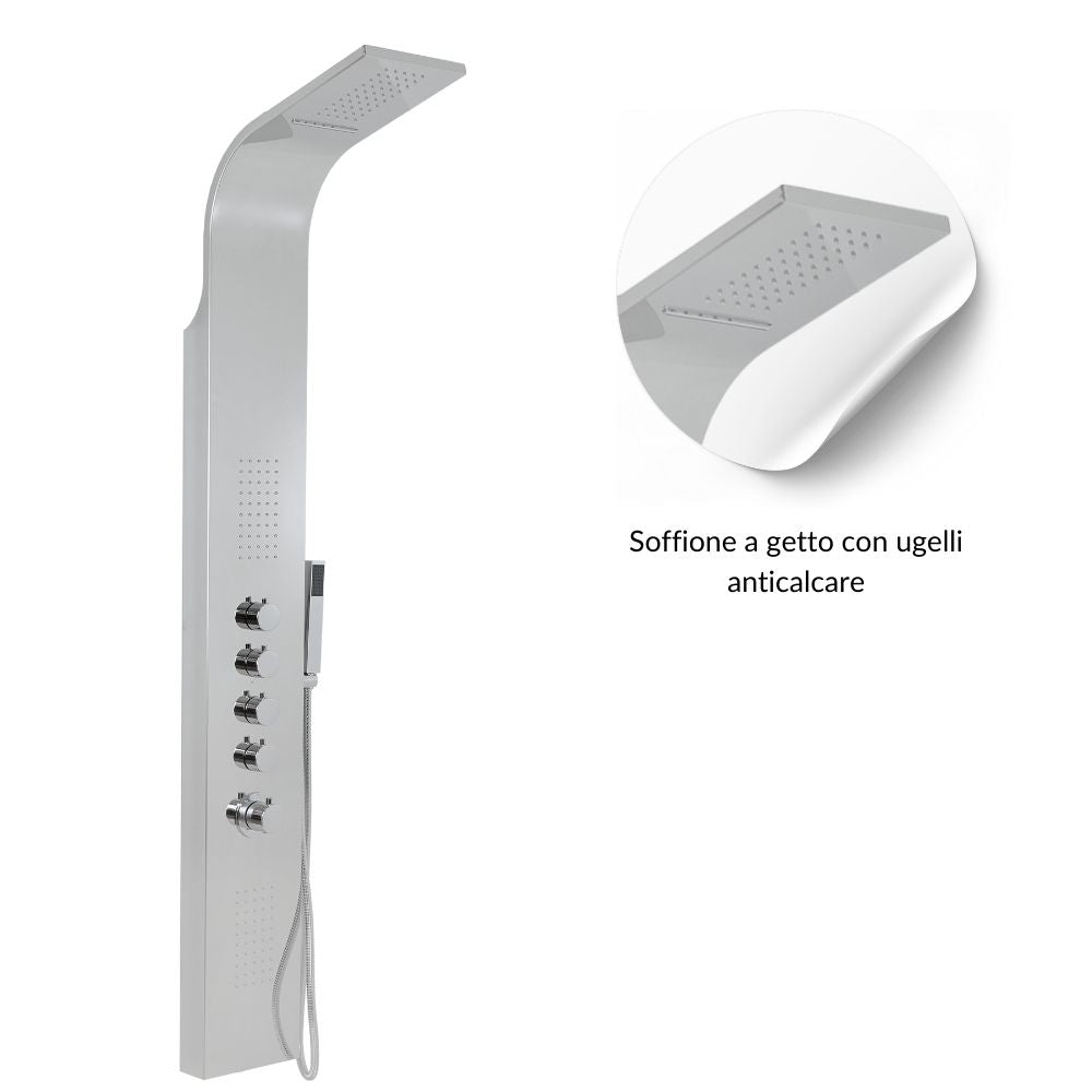 Colonna doccia termostatica siria 4 funzioni getto a cascata bocchette lombari *** finitura- cromo lucido, confezione 1