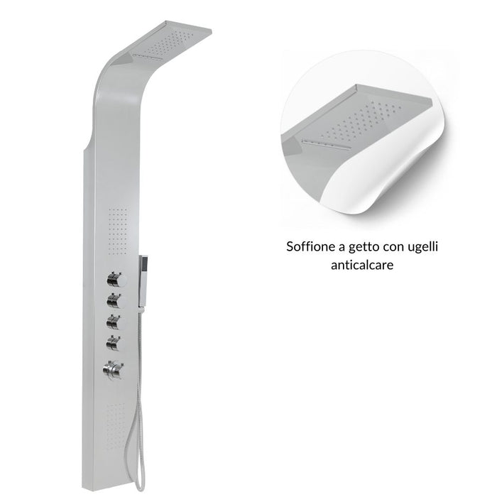 Colonna doccia termostatica siria 4 funzioni getto a cascata bocchette lombari *** finitura- cromo lucido, confezione 1