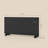 Riscaldatore a Convezione 2000W Temperatura Regolabile con Telecomando, Timer 24h e Settimanale, Nero