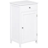 kleankin Mobiletto Armadietto 2 Cassetti, Mobile Bagno Design Anti-Ribaltamento da Bagno in MDF, 43x34x77 cm, Bianco