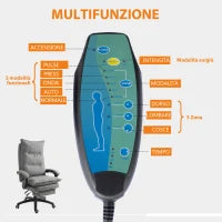 Sedia da Ufficio Imbottita con 6 Punti Massaggianti, Altezza Regolabile e Rotelle, 70x62x120-130 cm, Grigio