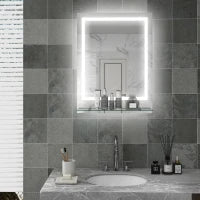 kleankin Specchio Rettangolare da Parete con Luci LED per Bagno 80 x 60 cm