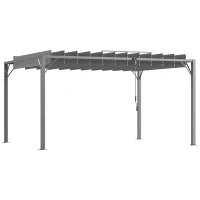 Pergola 4 x 3 m Bioclimatica con Lamelle Orientabili, Design Contemporaneo, Anti-UV 50+, Alluminio, Grigio