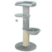 Albero Tiragraffi per Gatti Alto 103.5 cm con Lettino e Amaca, Rivestimento in Peluche, Grigio Chiaro
