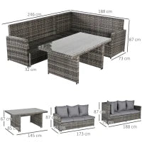 Salotto da Giardino Set 3 Pz con 2 Divani da Esterno e 1 Tavolo da Giardino in Rattan Sintetico Grigio