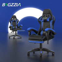 Sedia Gaming con Poggiapiedi Telescopico - RATTANTREE - Sedie da gamer con Cuscino Lombare & Poggiatesta- Schienale Regolabile 90-155° - Blu