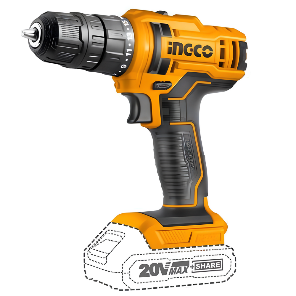 Trapano a batteria 20v inclusa batteria 2ah caricabatterie foratura ingco