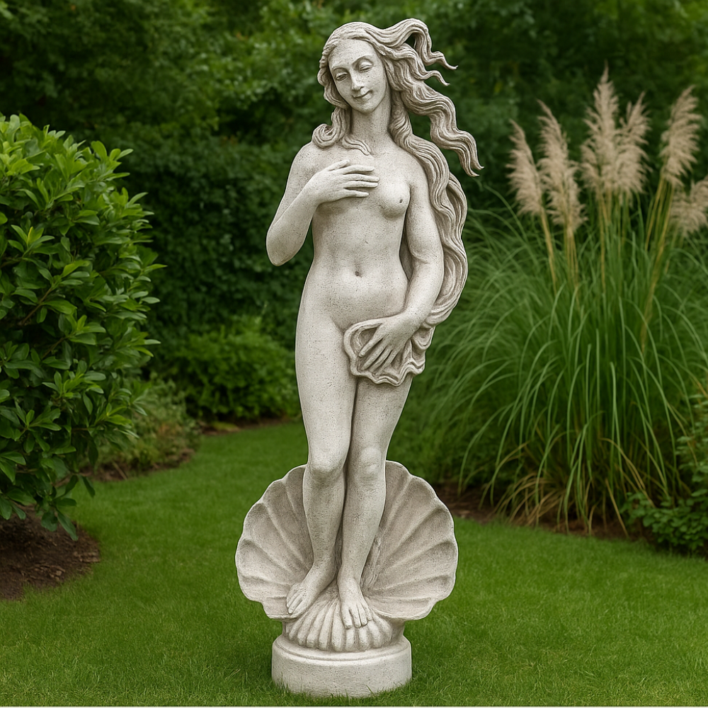 Statua cemento grigio effetto pietra naturale venere botticelli h120 cm giardini