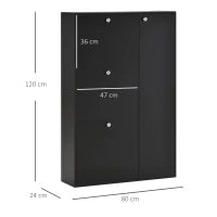 Scarpiera Salvaspazio Regolabile, Mobile Portascarpe con 8 Scomparti Legno 80 x 24 x 120cm Nero