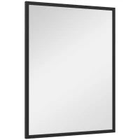Specchio da Parete Rettangolare con Ganci, in Vetro e MDF, 60x80 cm, Nero
