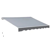 Tenda da Sole da Esterno Avvolgibile Manualmente in Alluminio e Poliestere, 2.5x2 m, Grigio e Bianco