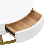 Set di Tavolini da Salotto Sovrapponibili Regolabili in Altezza con Due Cassetti, Design Elegante in MDF, 70x70x42/56,5 + 60x60x24 cm, Bianco