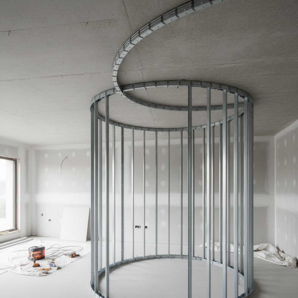 Guida profilo in lamiera zincata flessibile per strutture curve 1,5 m *** misure 30 x 75 x 30 mm, confezione 1