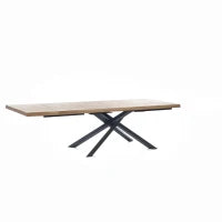 E-STYLO Tavolo allungabile con top in rovere naturale e gambe in metallo nero, 100cm X 200/300cm H. 76cm.