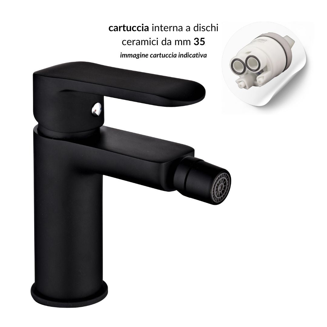 Miscelatore rubinetto puma per bidet in ottone colore nero opaco con piletta *** confezione 1