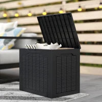 Baule da Giardino con Maniglie, Contenitore Porta Attrezzi Impermeabile, 56x41x50 cm, Nero